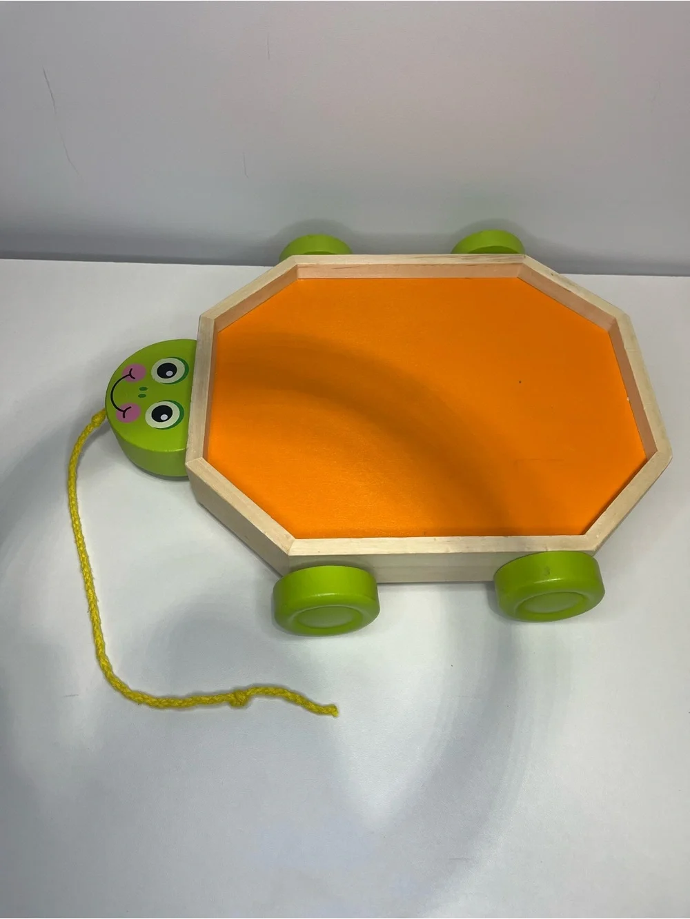 Melissa & Doug Wooden Turtle Pull Toy - Orange, Green & Yellow